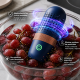 Limpiador ultrasonico eliminando bacterias y pesticidas de uvas