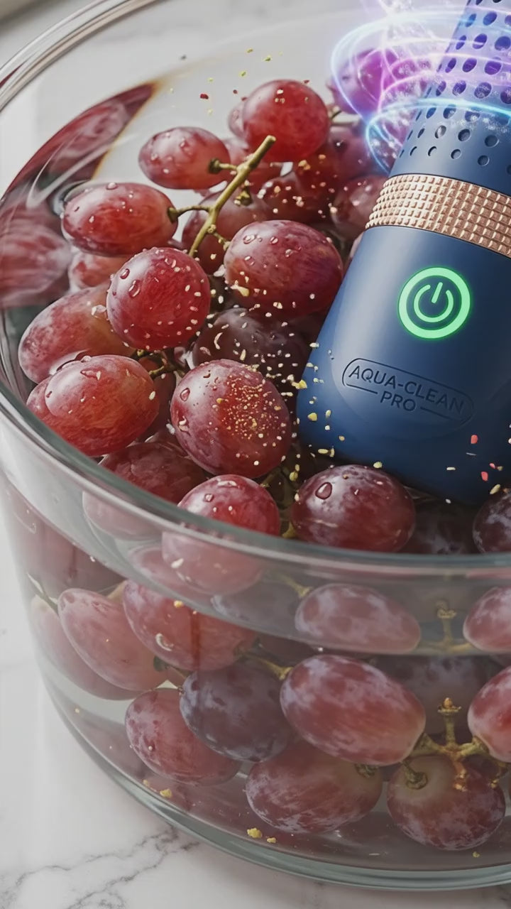 Limpiador ultrasonico de frutas y verduras en accion